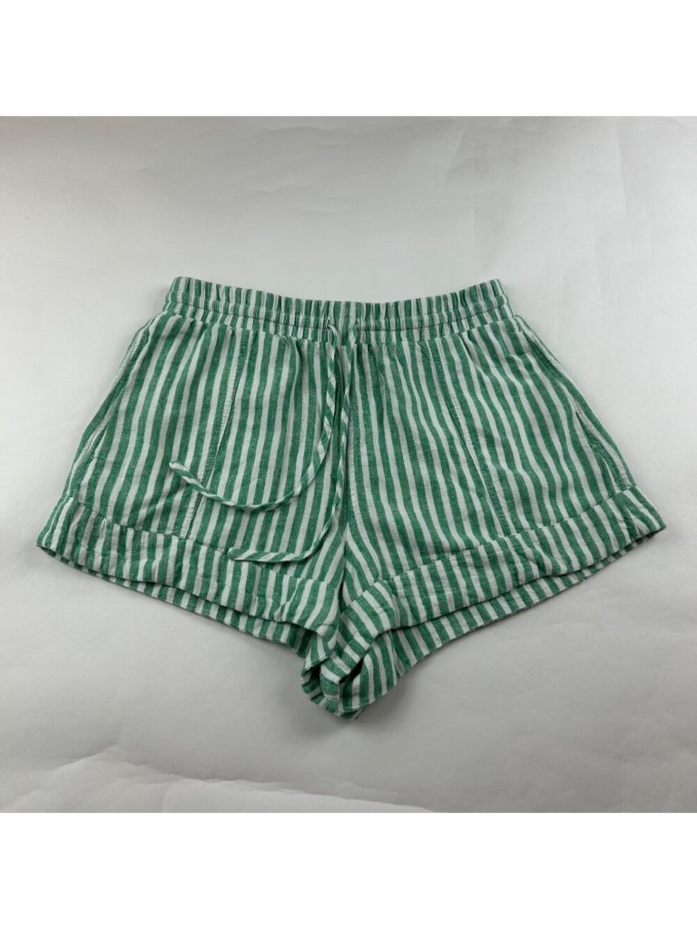 Universal Thread Mint Green Stripe Linen Blend Pull On Shorts S